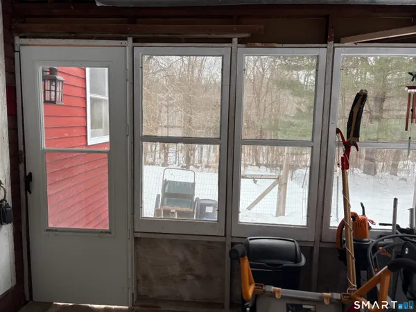 a view of a window and dining room