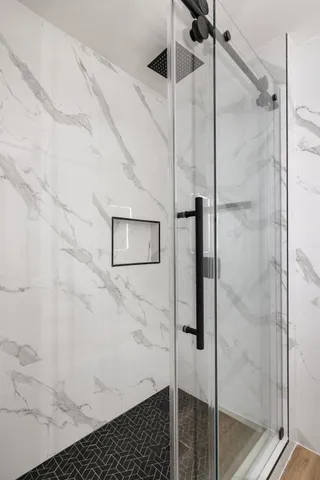 a bathroom with a shower