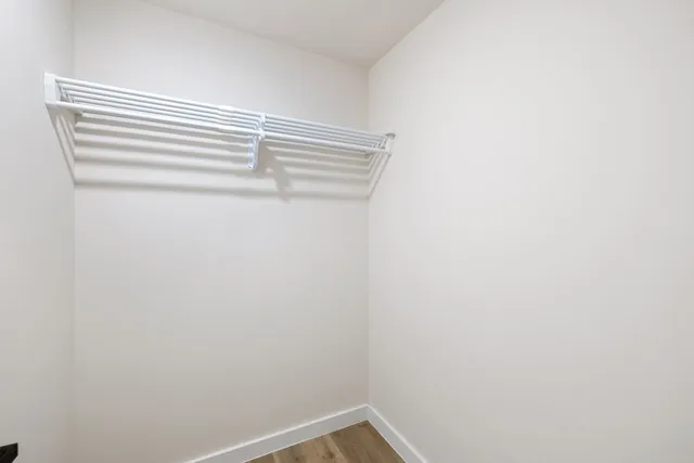 a view of a room with a window