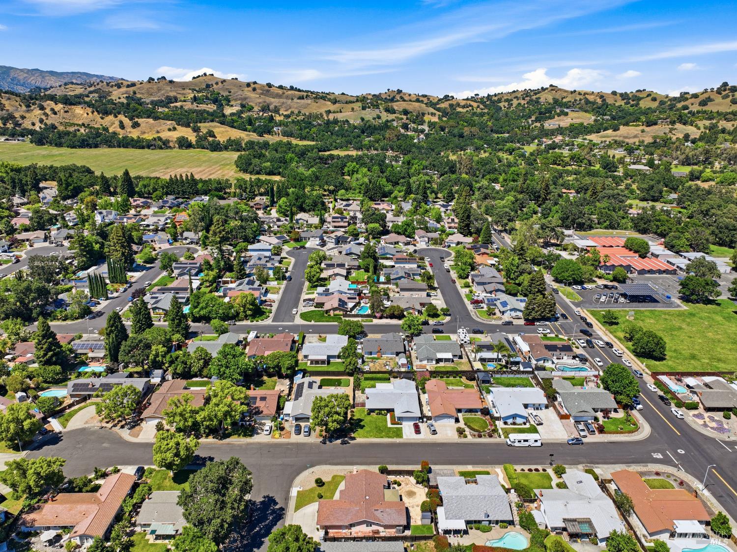 773 Blue Ridge Lane Vacaville, CA 95688 - Photo 43 of 44 an aerial view of residential houses with outdoor space and trees