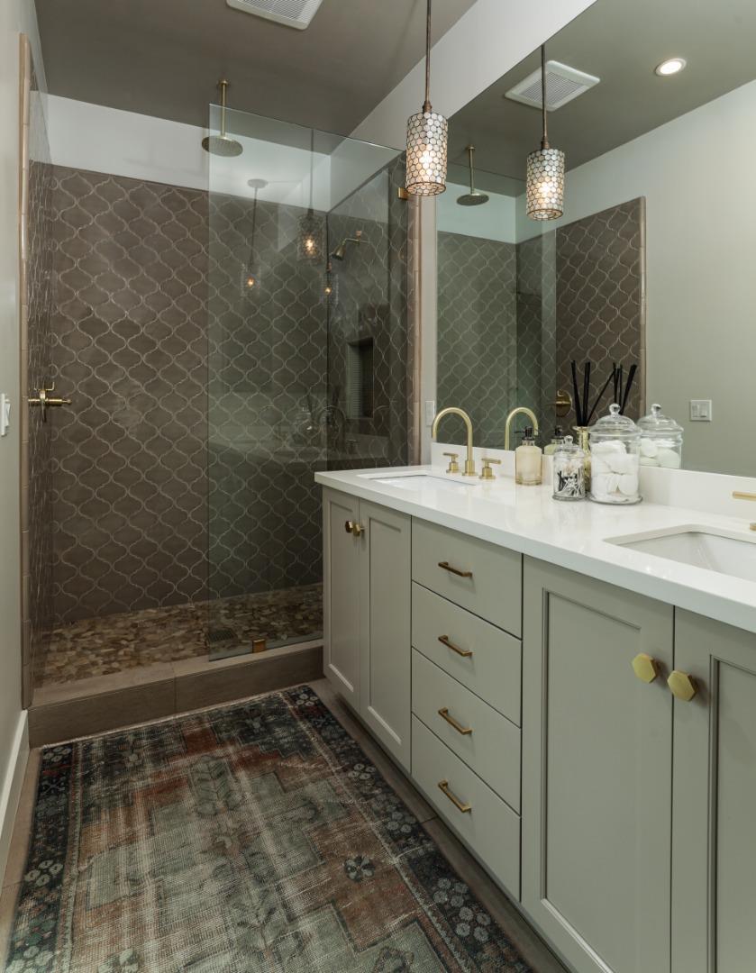 818 Crossway Road Burlingame, CA 94010 - Photo 14 of 50 a bathroom with a sink a toilet a shower and a mirror