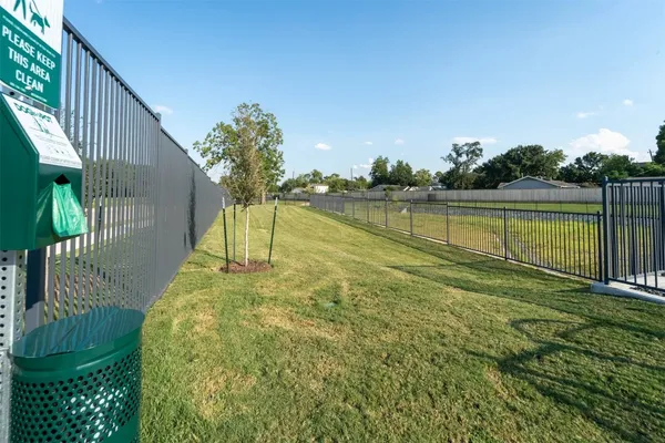 a view of a lake with a garden