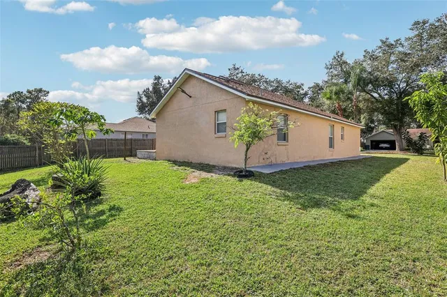 a view of a back yard with green space
