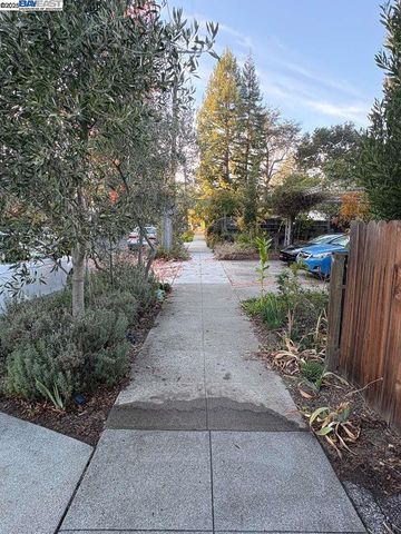 a view of a city street with tall trees