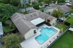 an aerial view of a house