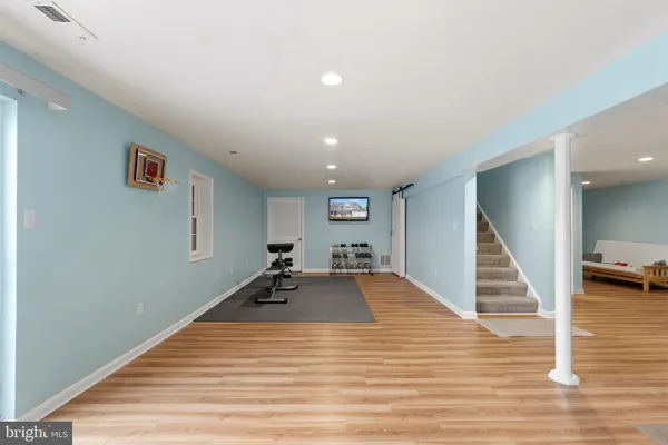 a room with stairs and stairs