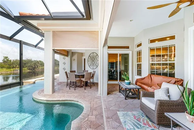 a view of swimming pool from a lake view