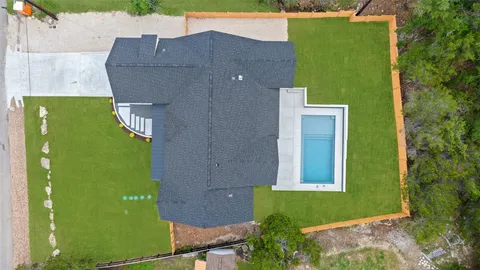 an aerial view of a house