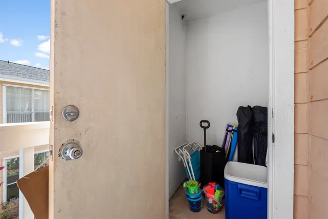 a view of a chair in wooden deck