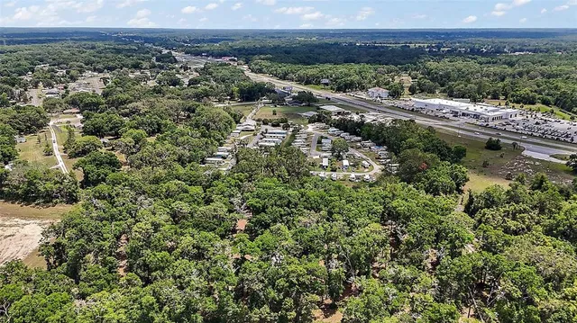 an aerial view of a houses with a lush green hillside
