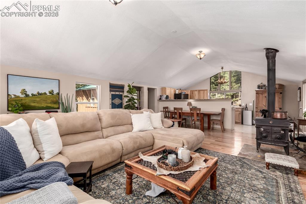 44 Anderson Road Florissant, CO 80816 - Photo 7 of 31 a living room with furniture a fireplace and a table