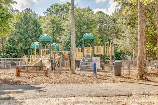a view of a park with slide