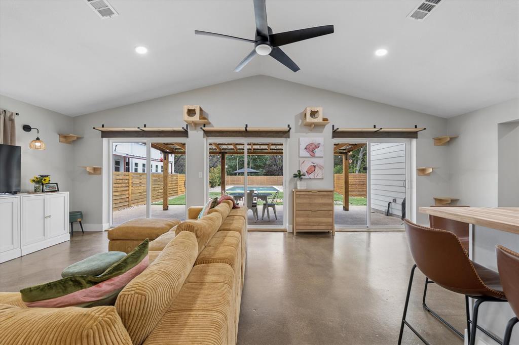 286 Benevolence Way China Spring, TX 76633 - Photo 5 of 37 Vaulted ceilings with recessed lighting and a ceiling fan