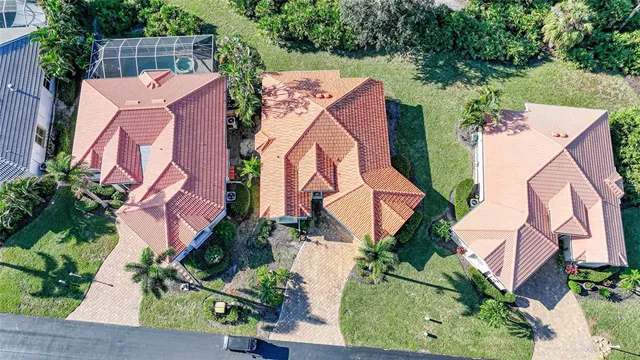 an aerial view of a house