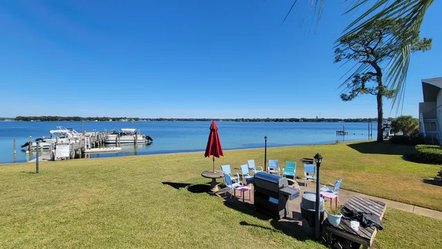 a view of a lake with houses