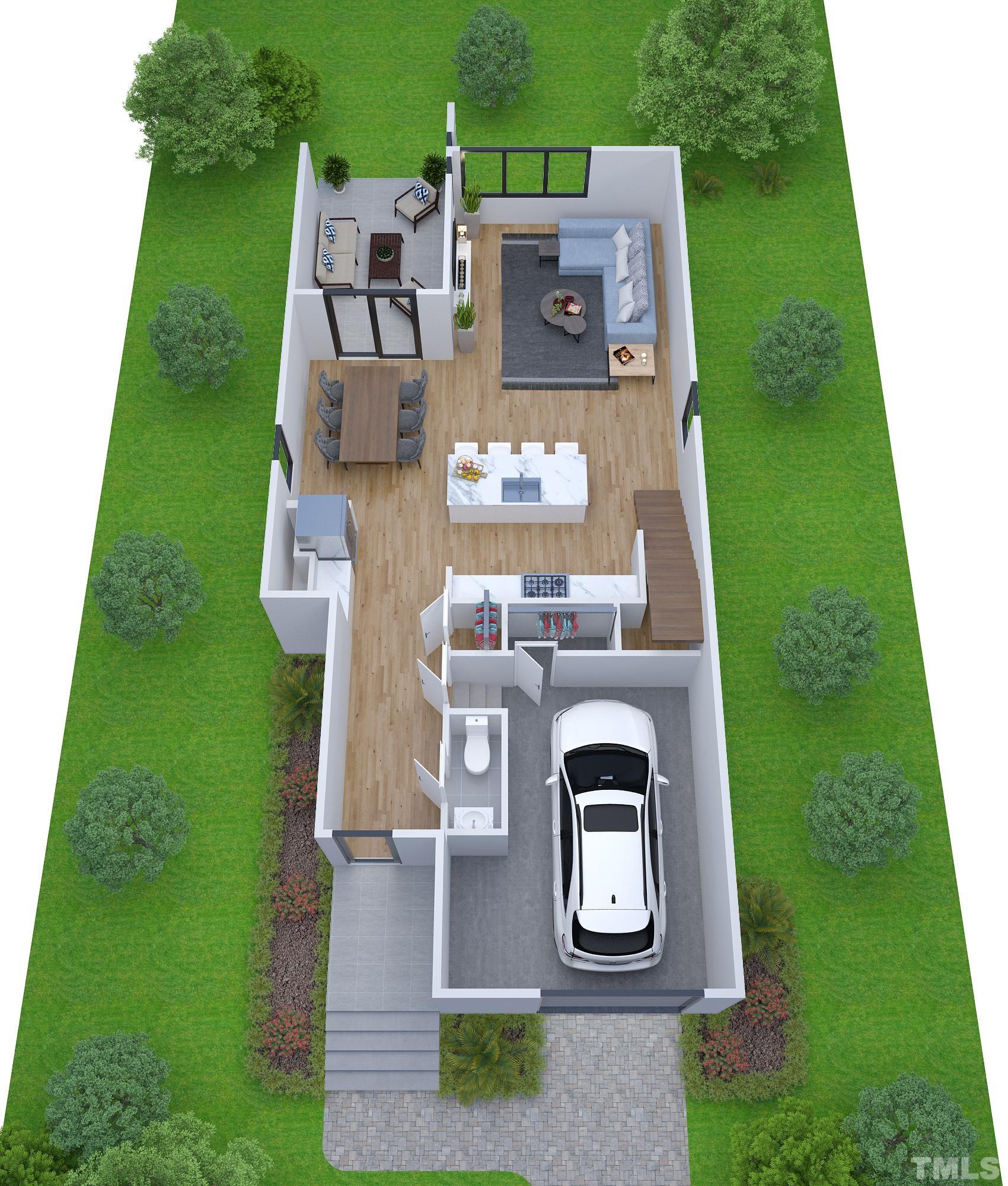 1419 Garner Road Raleigh, NC 27610 - Photo 2 of 16 an aerial view of a house with garden space and street view