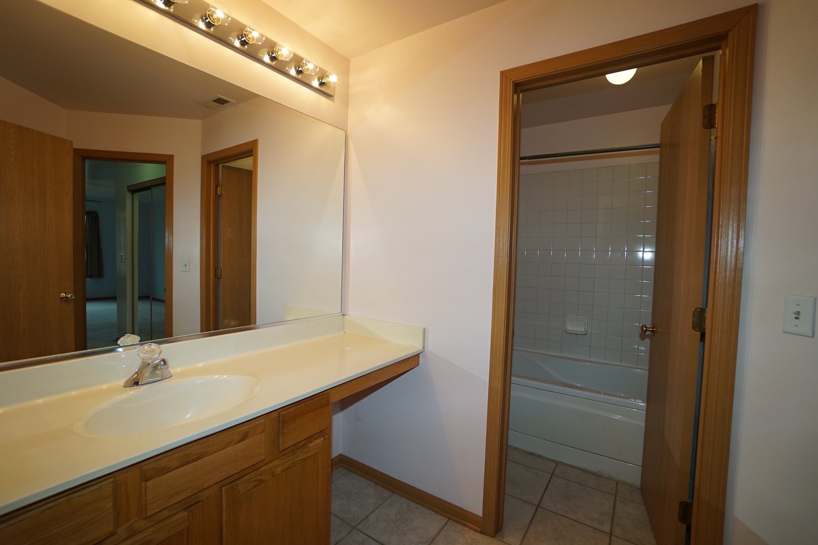 826 County Line Road Aurora, IL 60502 - Photo 18 of 21 a bathroom with a double vanity sink a mirror and a shower