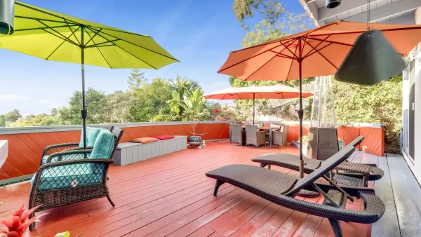 a outdoor view with a sitting space