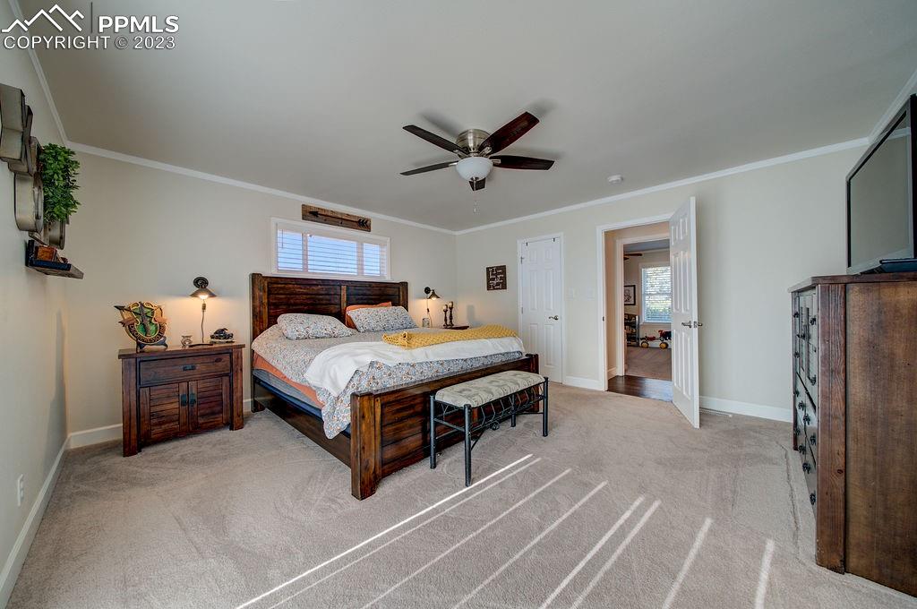 648 South McCulloch Boulevard Pueblo, CO 81007 - Photo 23 of 50 a bed room with a bed and a ceiling fan