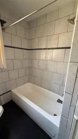 a bathroom with a bathtub