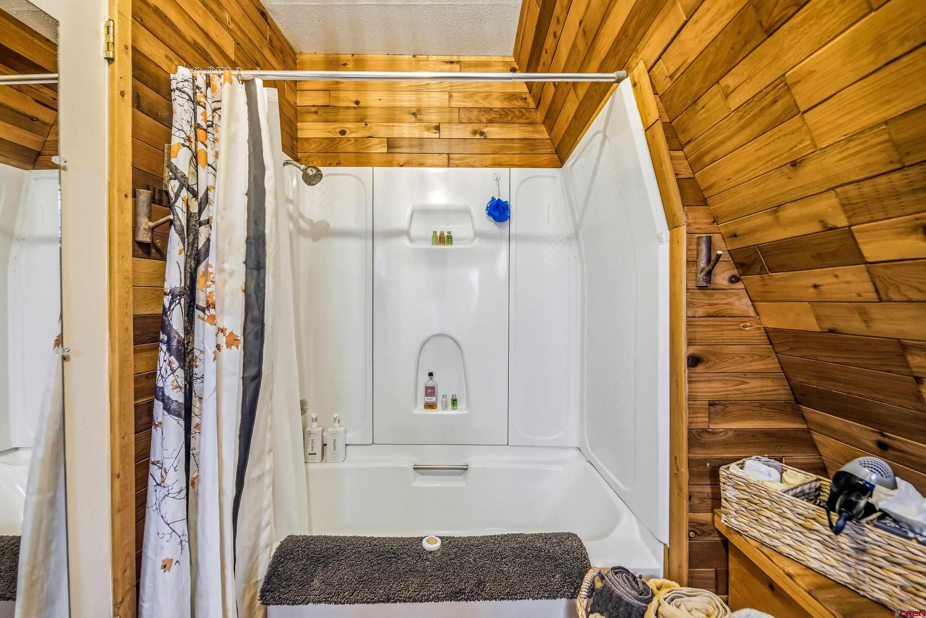 125 Aspen Trail Cimarron, CO 81220 - Photo 14 of 37 a bathroom with a shower and mirror