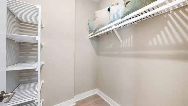 a view of a backyard with potted plants