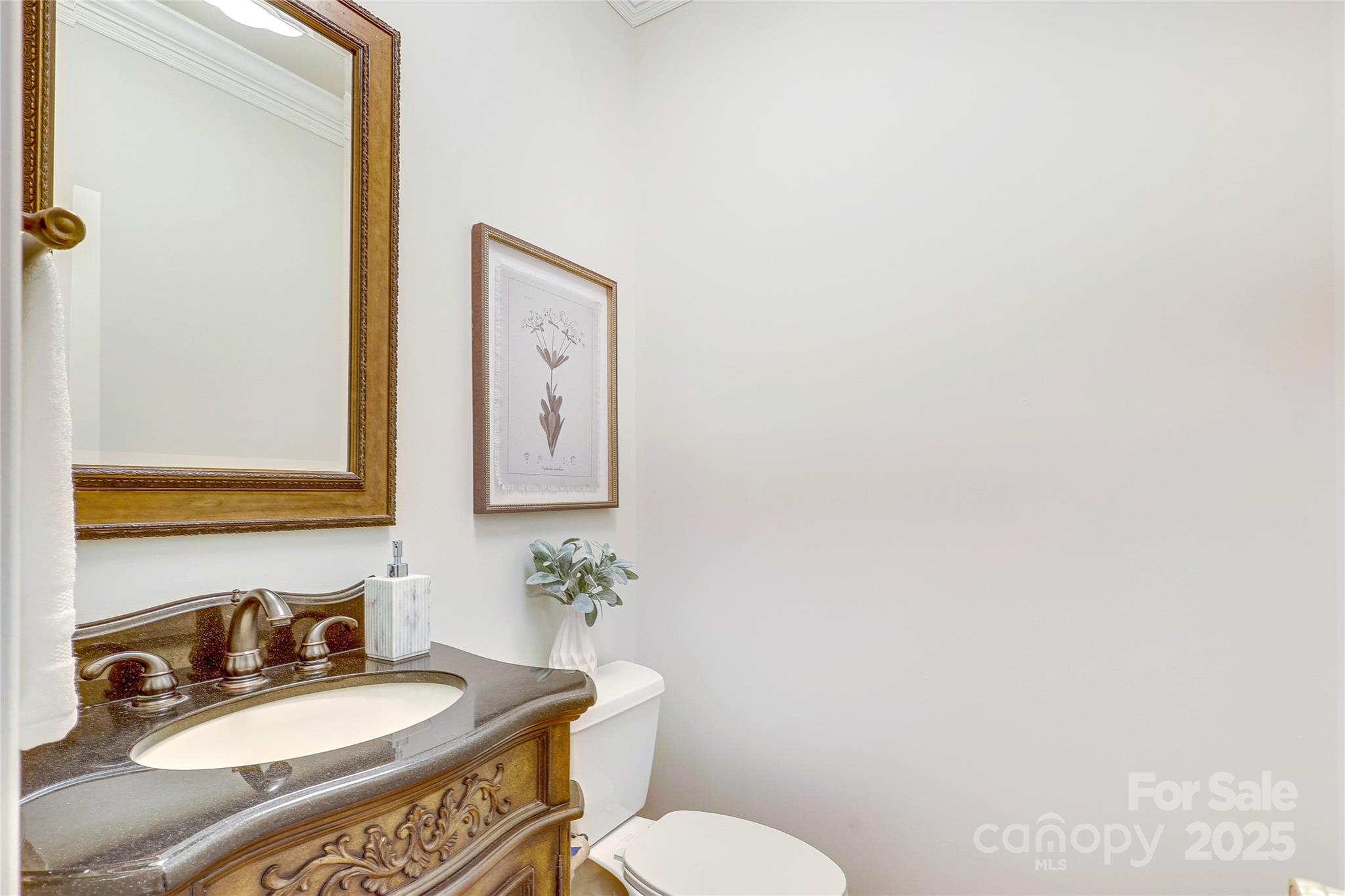 2500 High Ridge Road Charlotte, NC 28270 - Photo 21 of 47 a bathroom with a granite countertop sink a mirror and a toilet