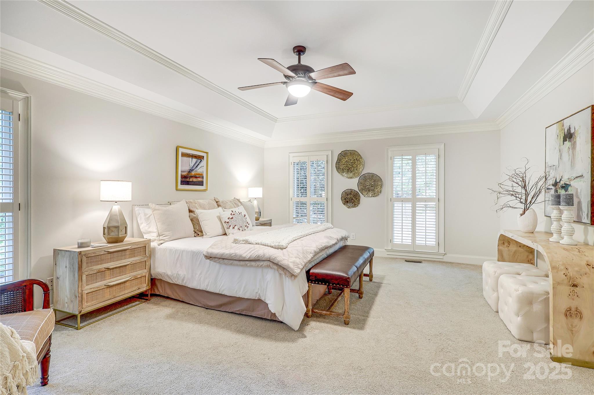 2500 High Ridge Road Charlotte, NC 28270 - Photo 24 of 47 a spacious bedroom with a bed and a chandelier