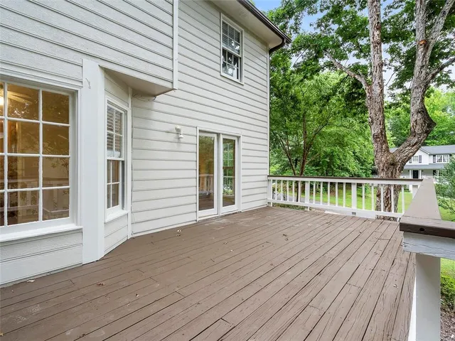 a view of a wooden deck