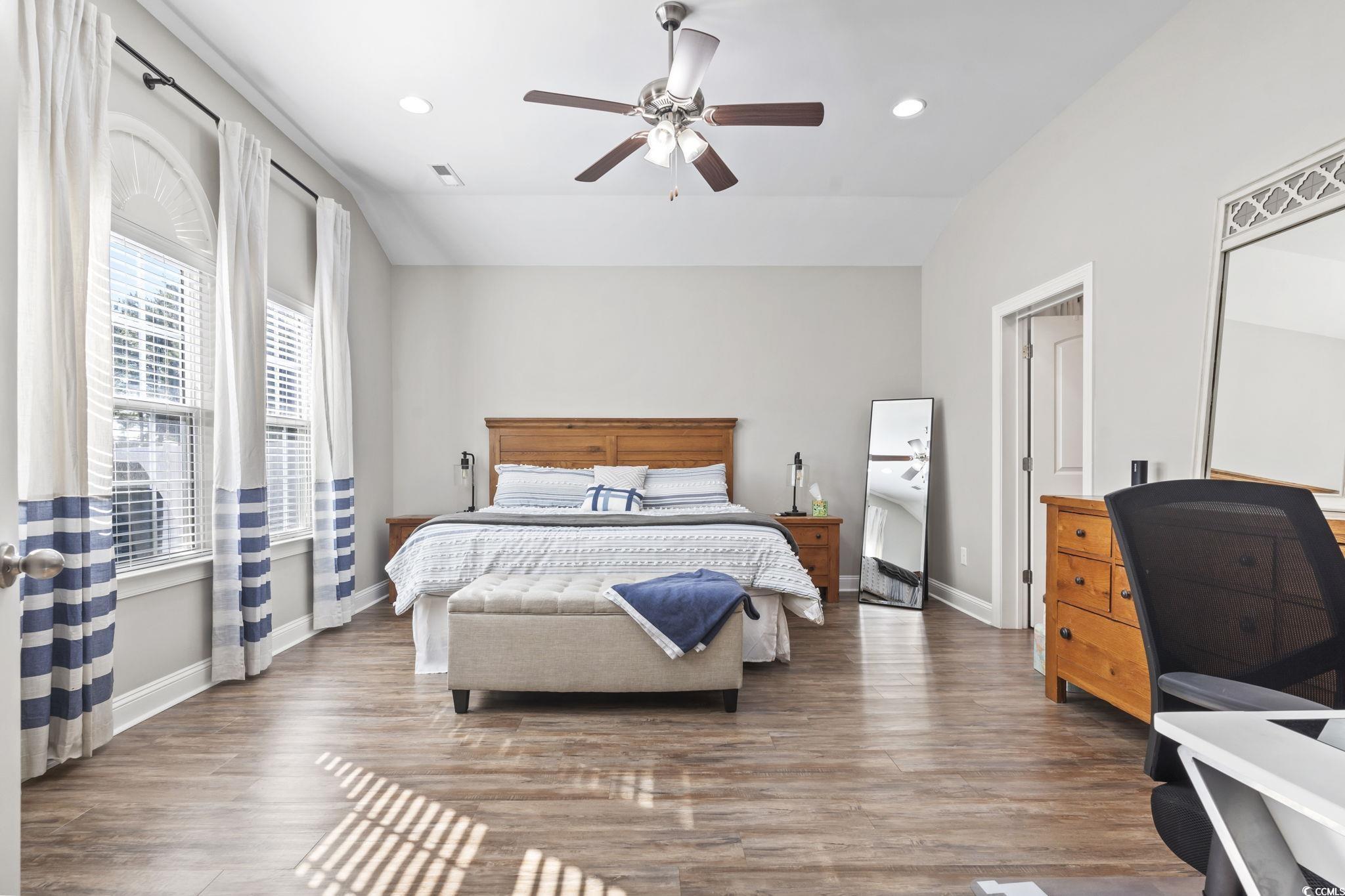 308 Turning Pines Loop Myrtle Beach, SC 29579 - Photo 16 of 33 Bedroom with ceiling fan, dark hardwood / wood-sty
