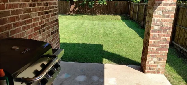 a backyard of a building