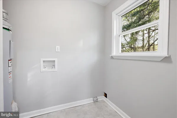 a view of a small space with a window