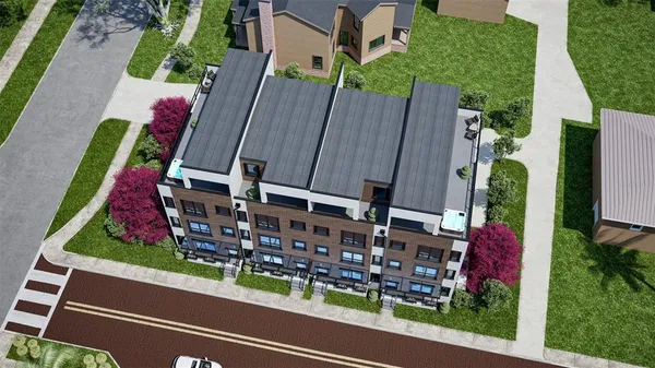 a view of a patio with a table and chairs