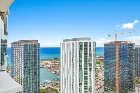 a view of a city with tall buildings