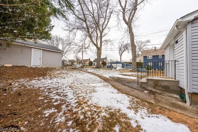 a view of road with with large trees