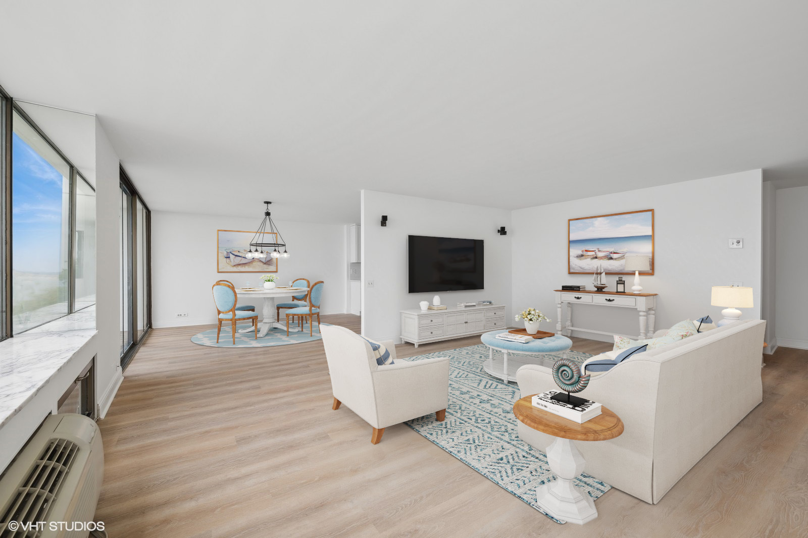 1500 Sheridan Road, Unit 4J Wilmette, IL 60091 - Photo 2 of 24 a living room with furniture and a flat screen tv