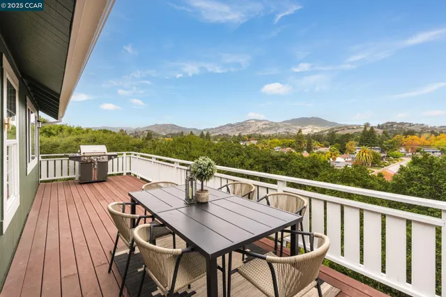 a view of balcony with furniture