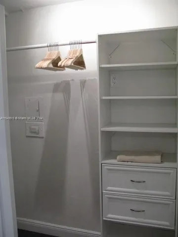 a view of walk in closet with empty racks