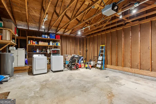 a view of a storage room with shelves