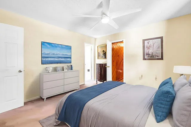 a view of a backyard with wooden floor