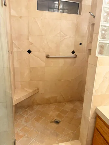 a bathroom with a shower