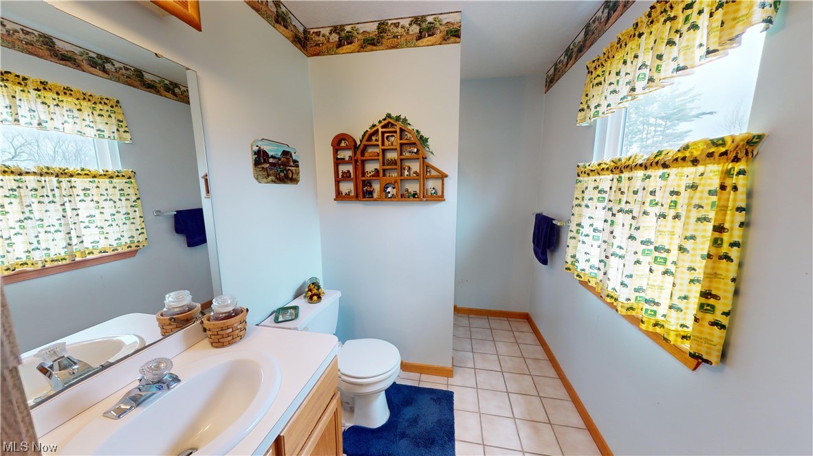 12431 Carter Road Painesville, OH 44077 - Photo 9 of 33 Bathroom with tile flooring, vanity with extensive cabinet space, and toilet