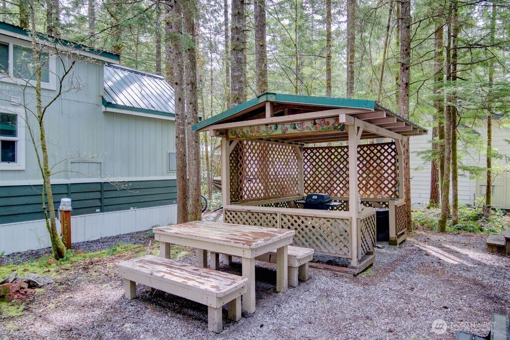 61 Christmas Tree Circle Maple Falls, WA 98266 - Photo 3 of 34 a view of a chairs and table in the back yard of the house