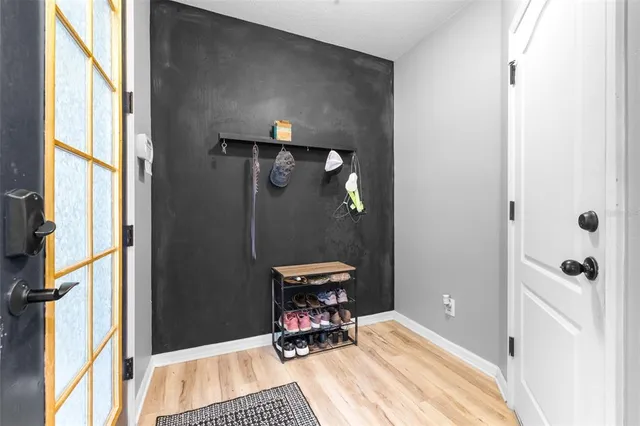 a room with a bed and a window