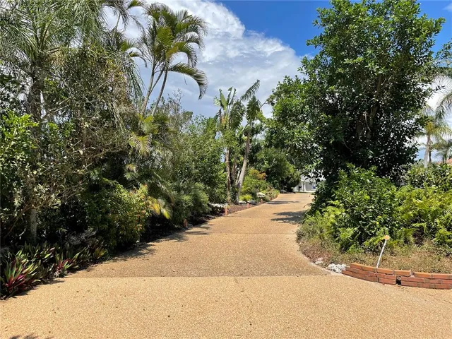 a view of a garden with a pathway