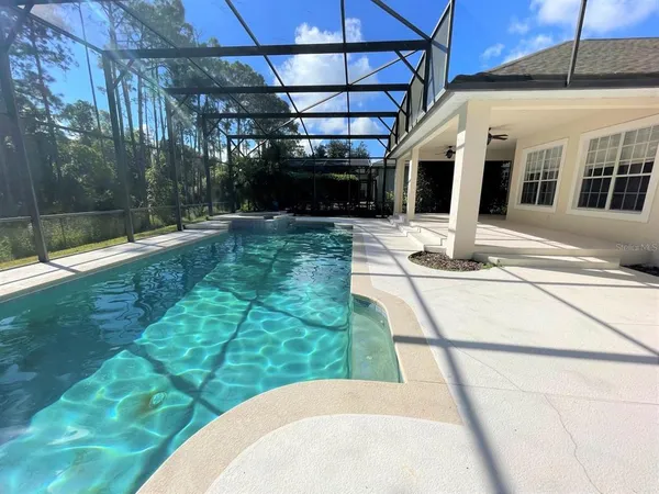 a view of yard from a porch