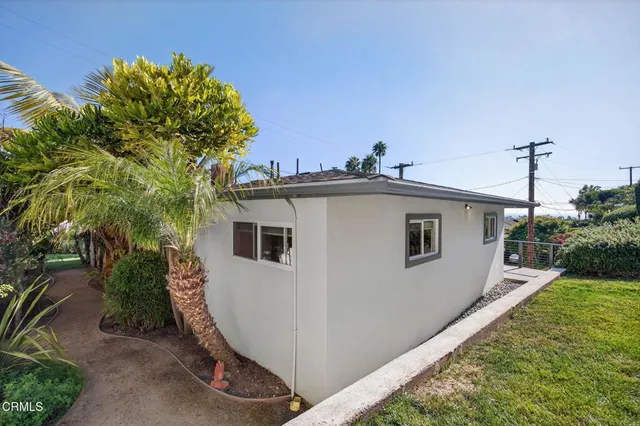 a house view with a backyard space