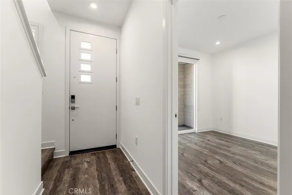 a view of small space with wooden floor