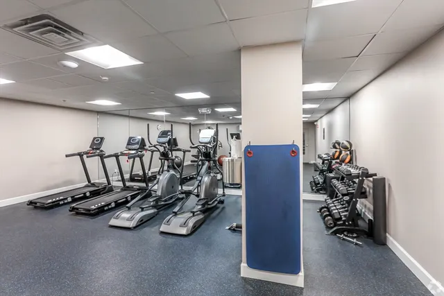 a view of a room with gym equipment