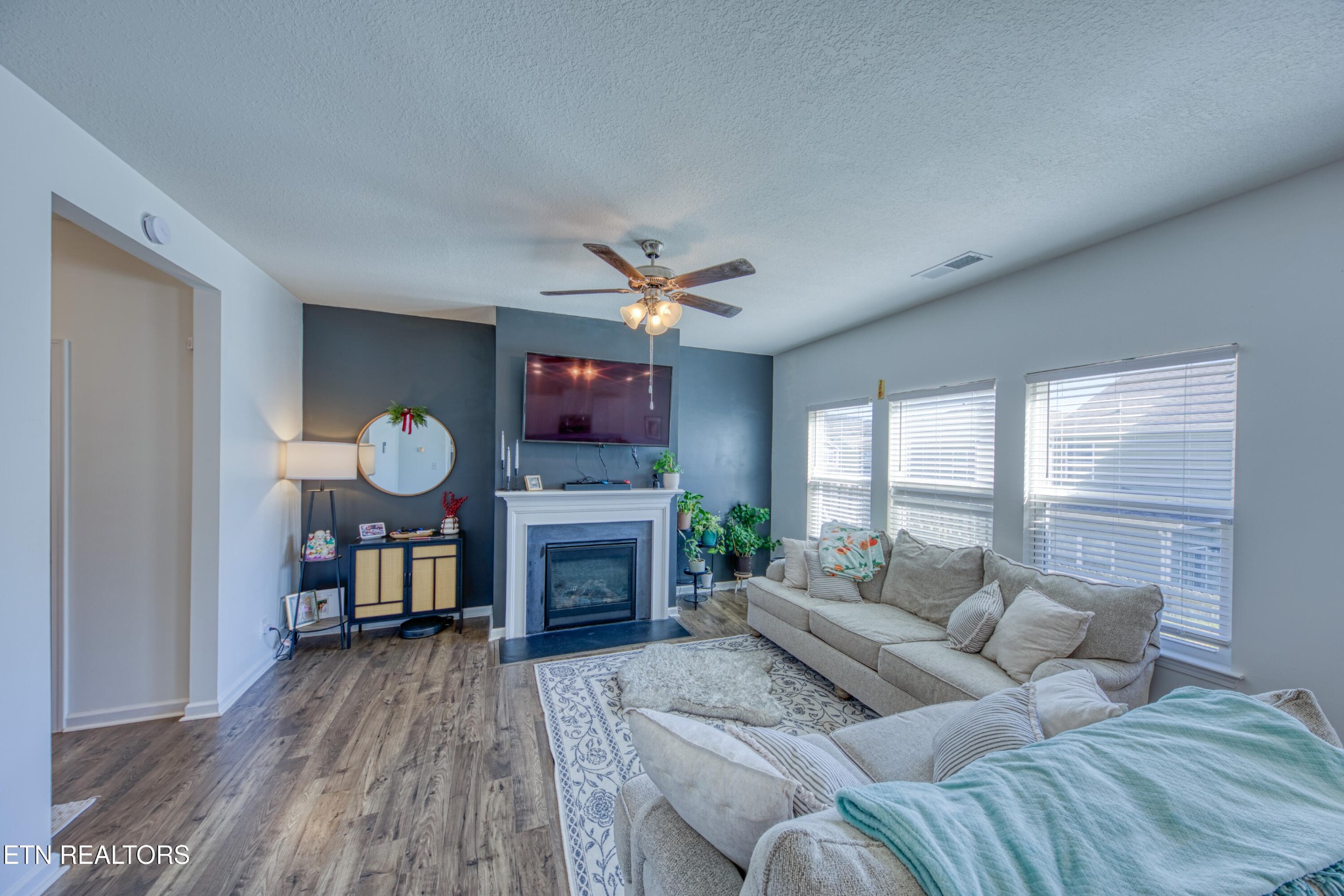 155 Ibis Loop Oak Ridge, TN 37830 - Photo 5 of 20 a living room with furniture a fireplace and a flat screen tv